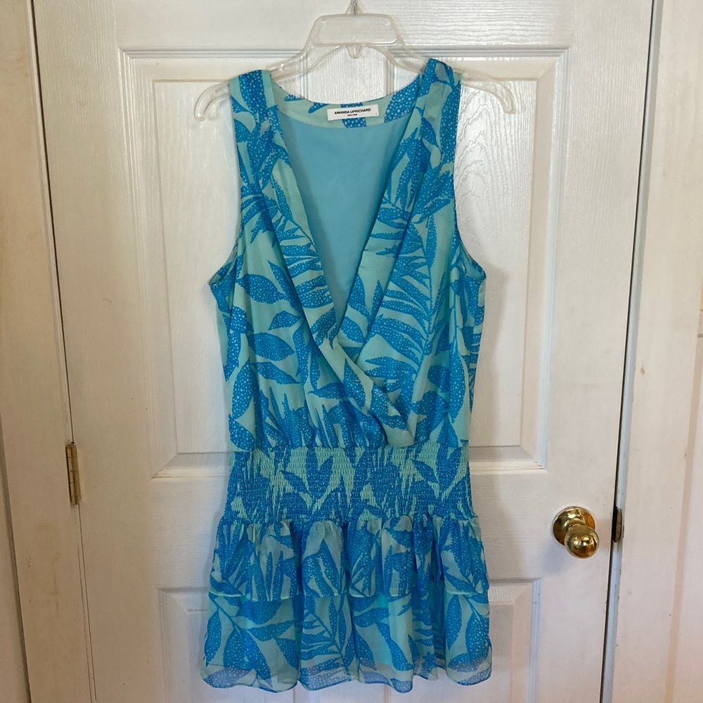 Amanda Uprichard Blue & Green Patterned Dress